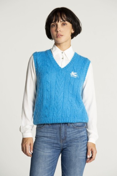 Gilet in misto lana con logo pegaso unisex